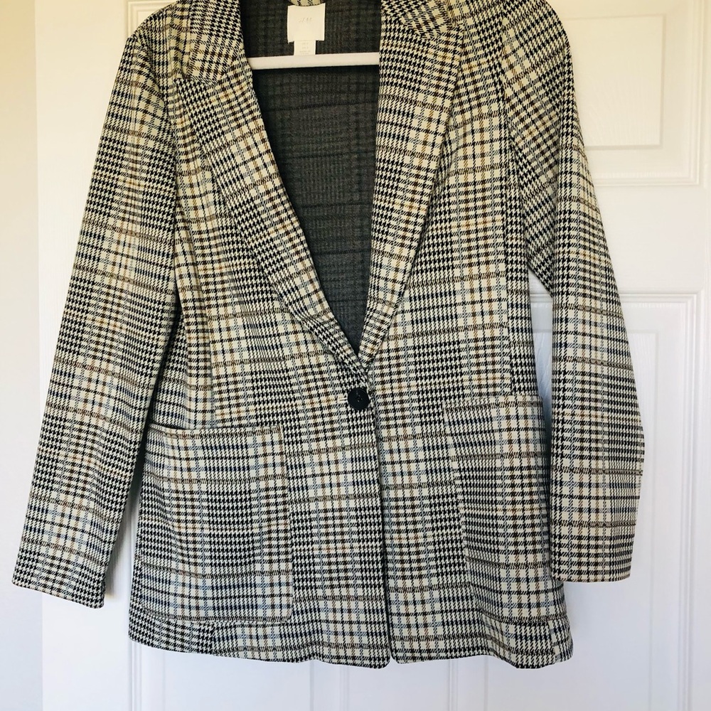 H&M Black and White Checkered Blazer
